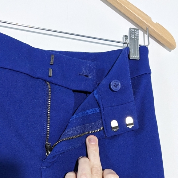 Anthropologie Essential Slim Blue Mid High Rise Jersey Trousers Comfy Size 00P - Picture 6 of 13